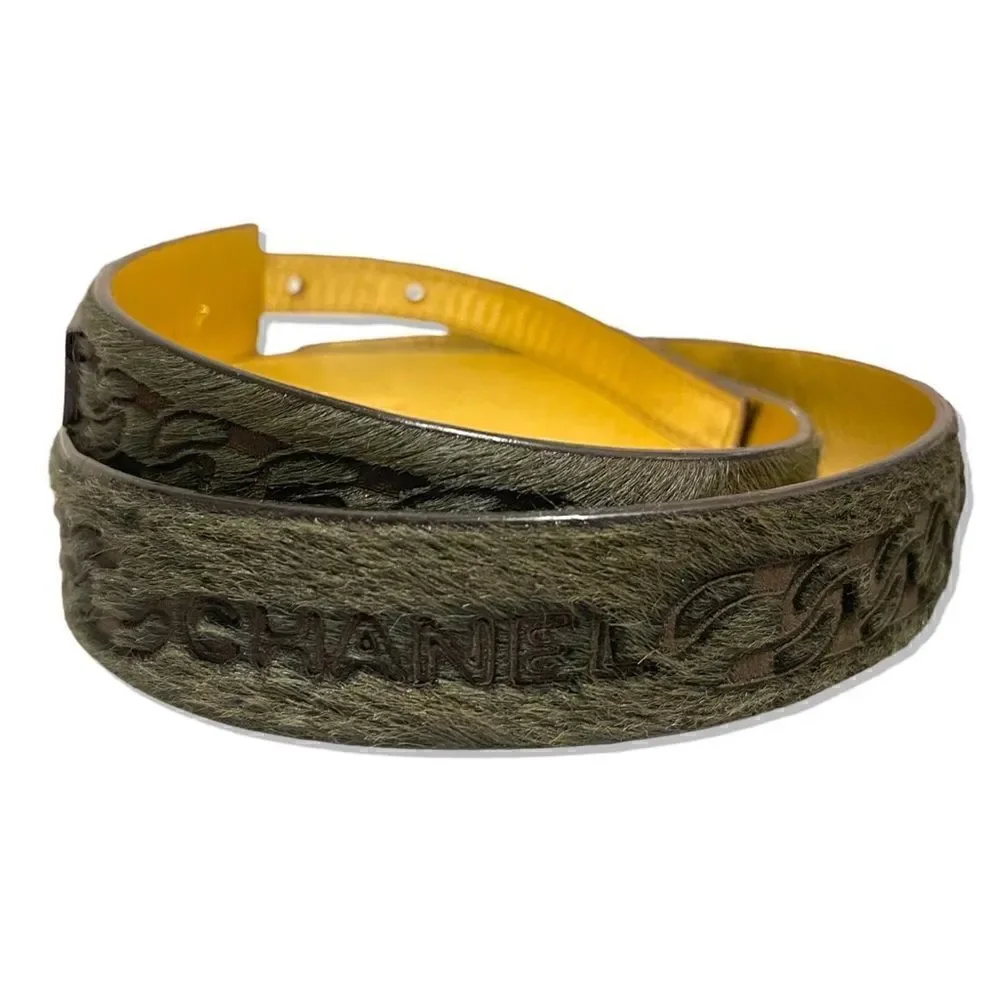Chanel Buckle Belt Calf Hair and Leather |Size: 70|